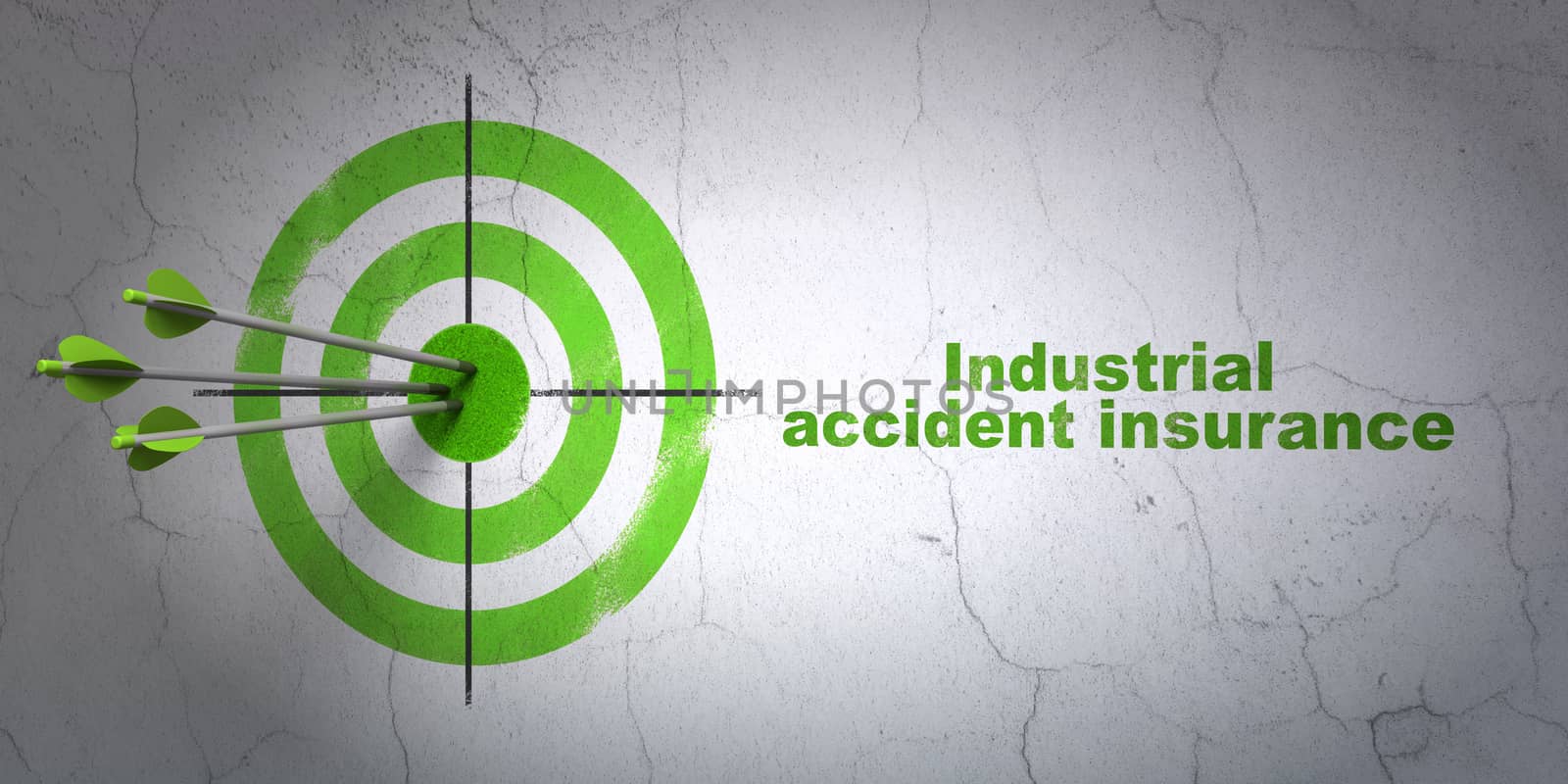 Insurance concept: target and Industrial Accident Insurance on wall background by maxkabakov