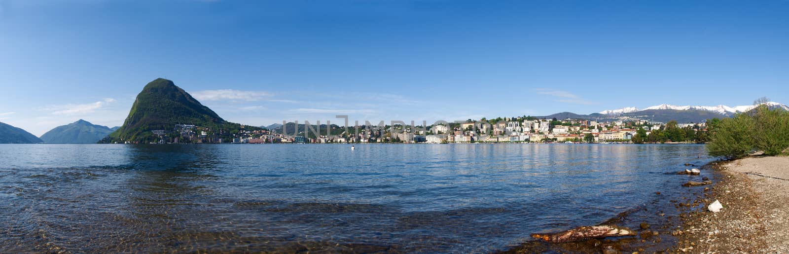 Lugano, Switzerland: view of the gulf from the botanical garden of the city