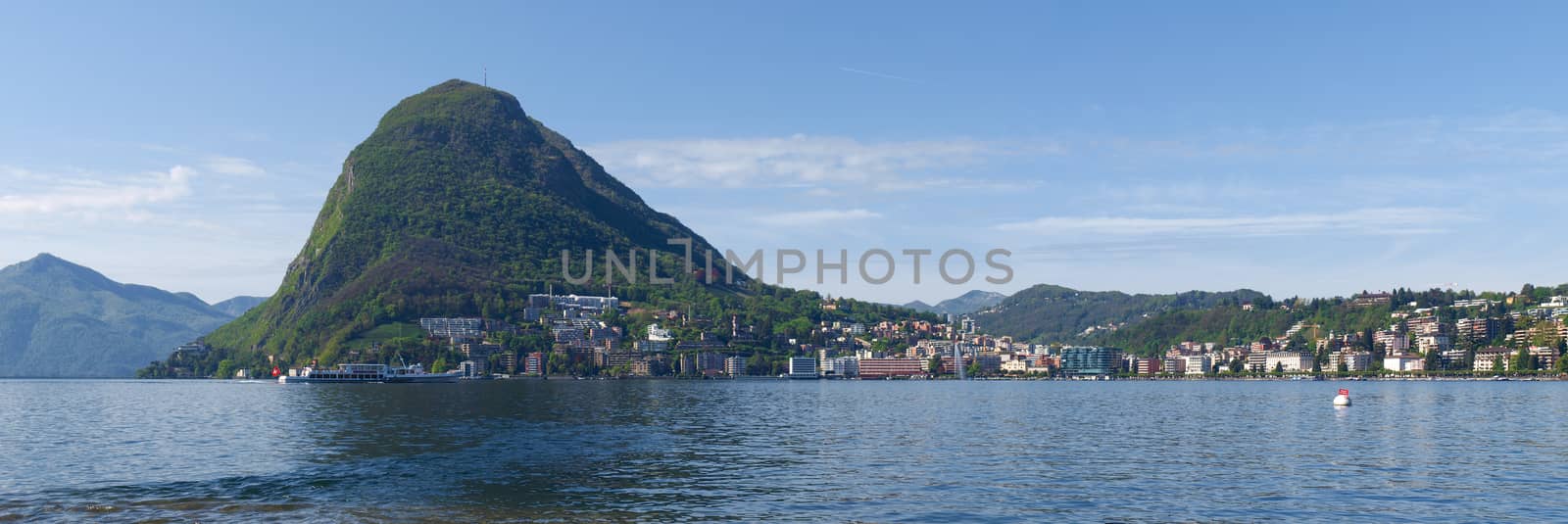 Lugano, Switzerland: view of the gulf from the botanical garden of the city