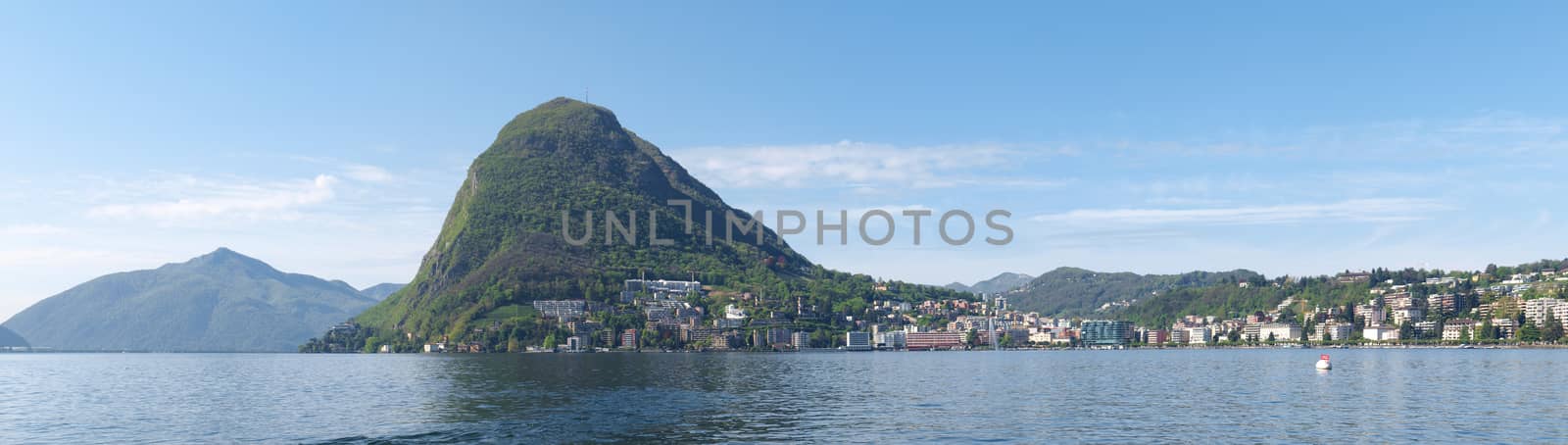 Lugano, Switzerland: view of the gulf from the botanical garden of the city