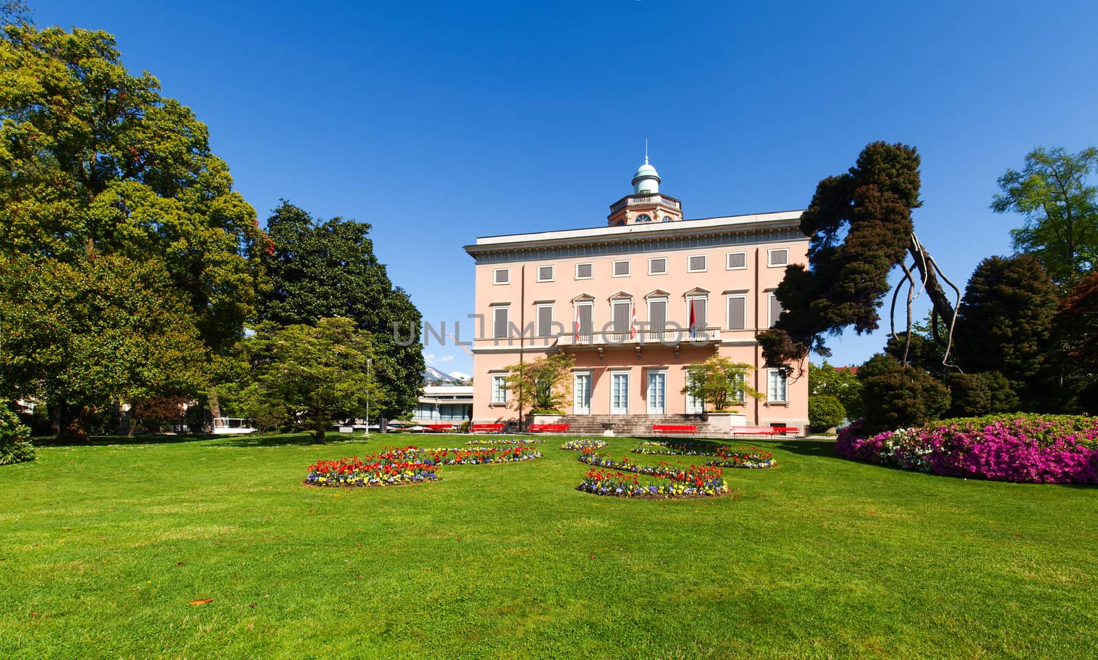 Lugano, Switzerland: view of the gulf from the botanical garden of the city