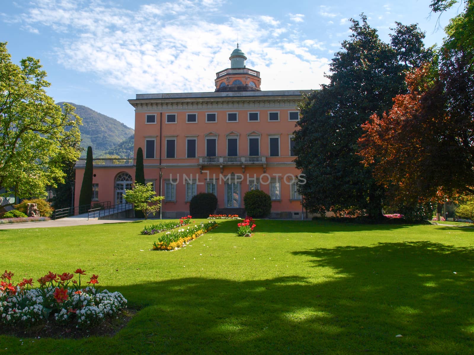 Lugano, Switzerland: view of the gulf from the botanical garden of the city