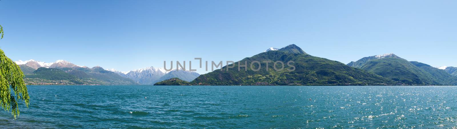 Pianello del Lario, Lake of Como, Italy: Panorama of the Lake of Como from the Beach