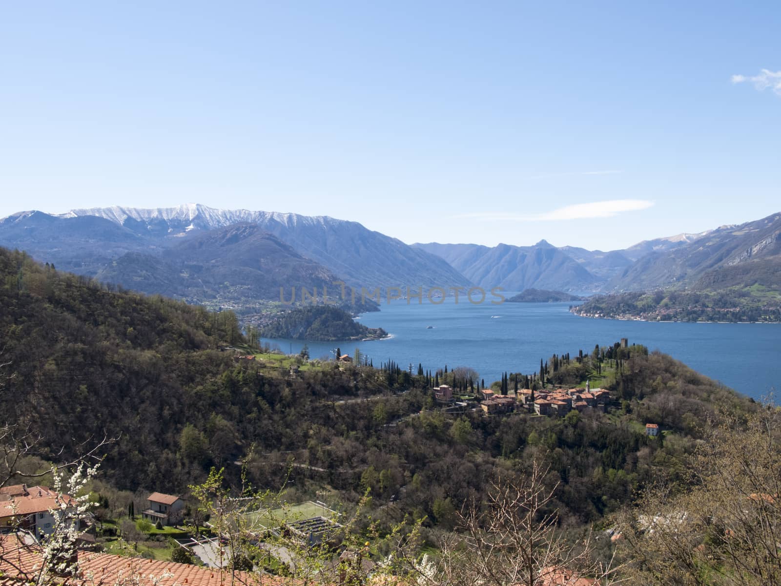 Lake of Como, Italy: Panorama of Lake Como, view of Bellagio and Como branch