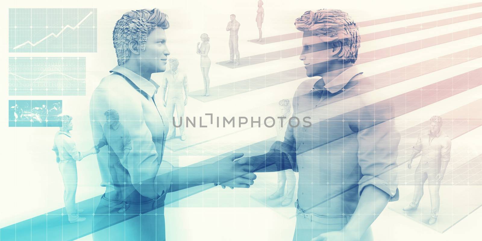 Business Handshake on Digital Technology Background Art