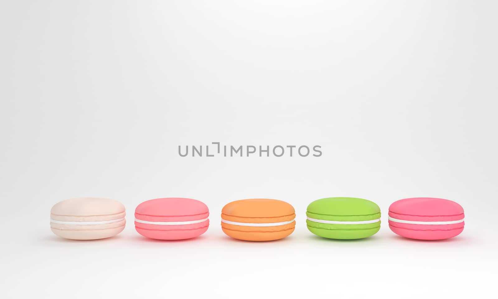 pastel colorful macaron sweet  cake with copy space 3d rendring