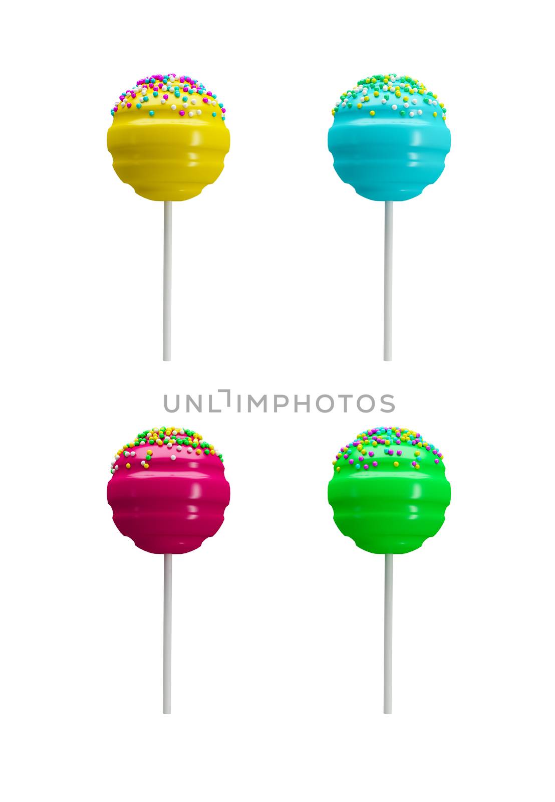 colorful lollipop sweet candy isolated on white 3d rendering