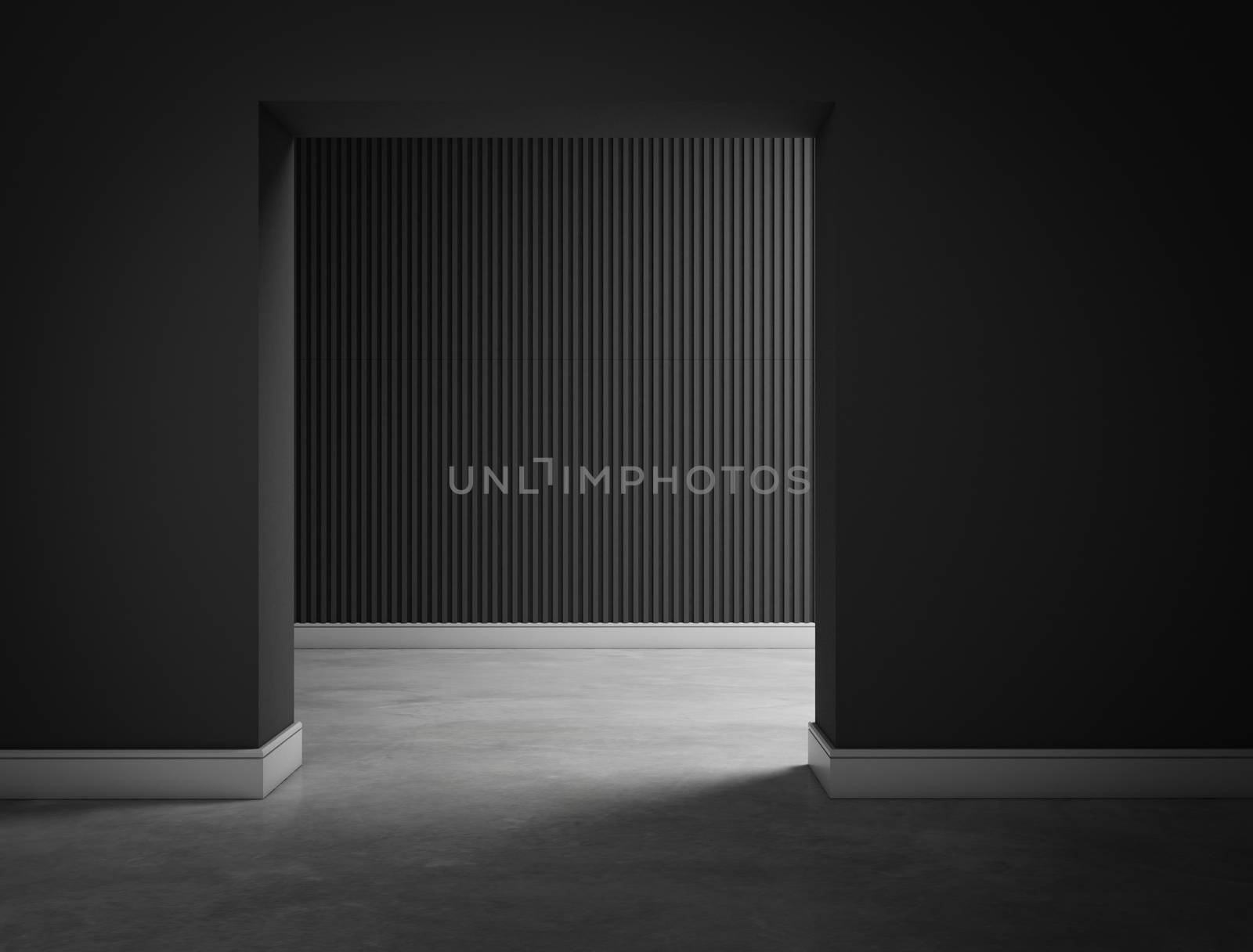 empty dark black room hall 3d rendering