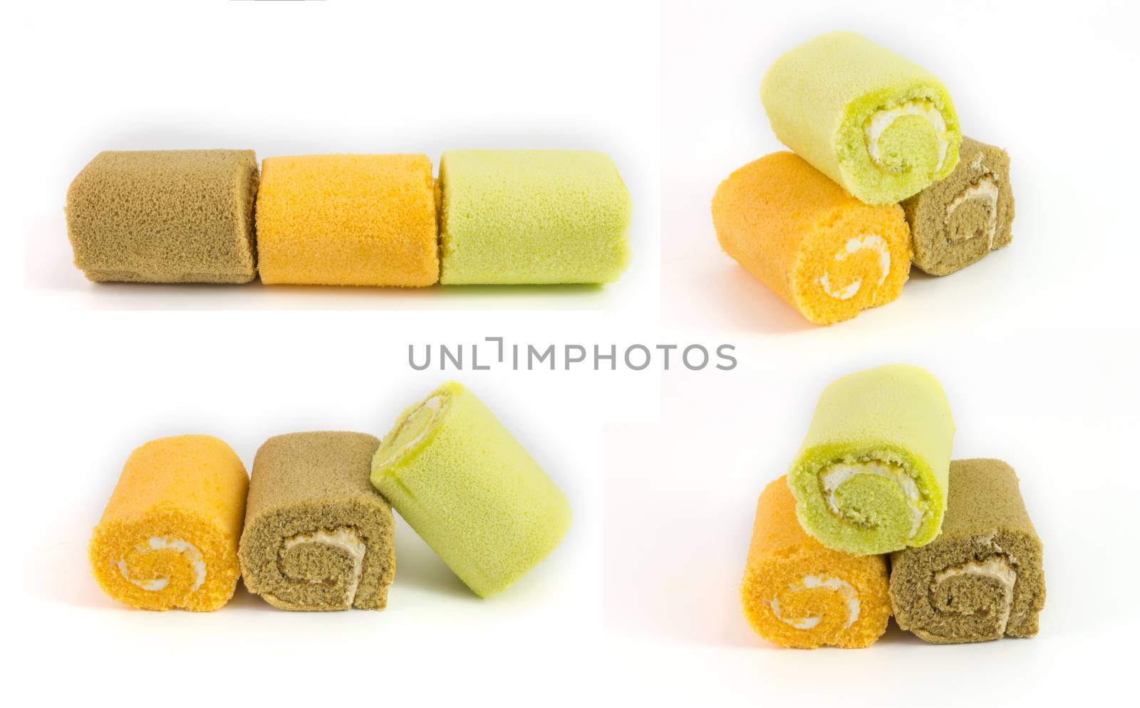 set of Bread Jam Roll green orange and brown isolated on white