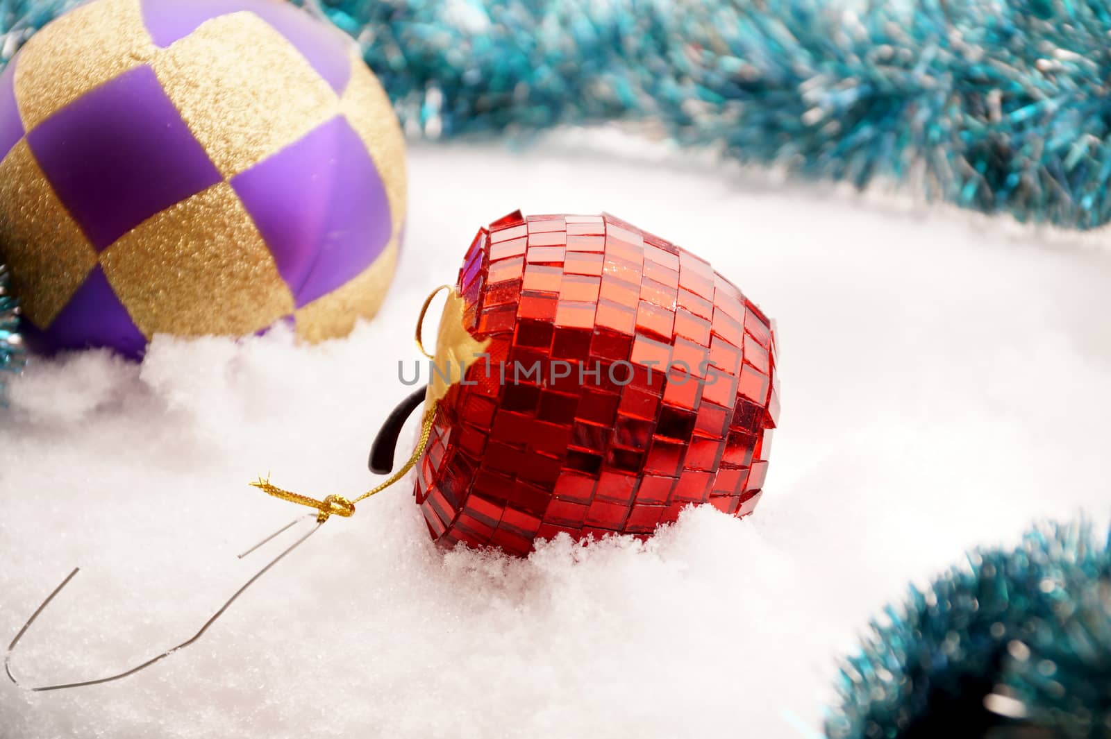 Fir-tree toy in the form of red apple from a glass mosaic