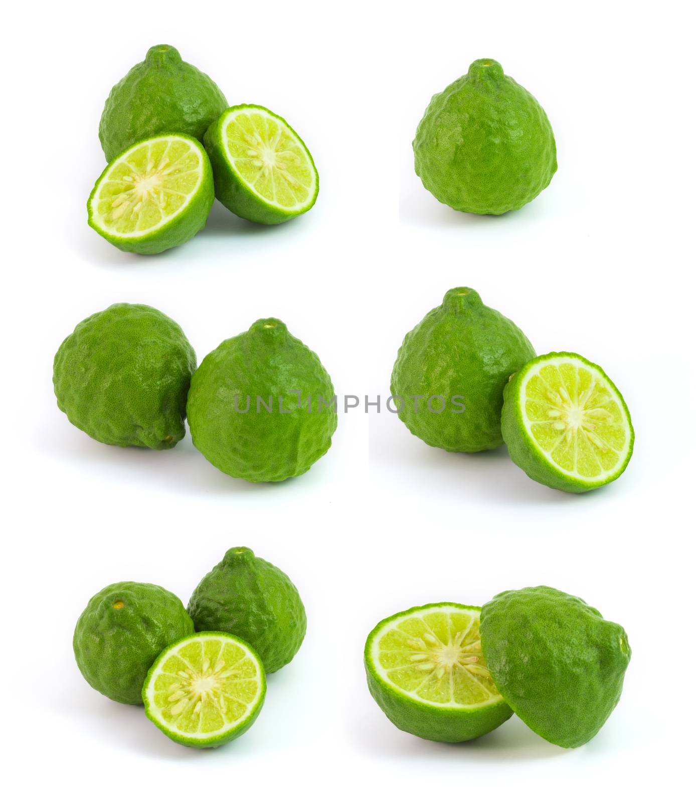 Kaffir lime isolated on white makrut lime Mauritius papeda by chingraph