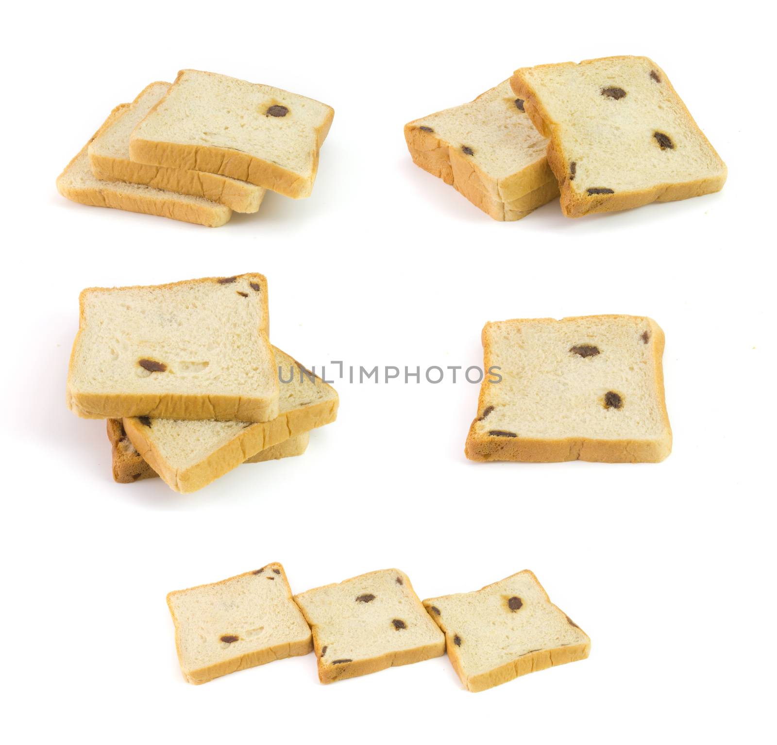 raisin bread isolated on white by chingraph