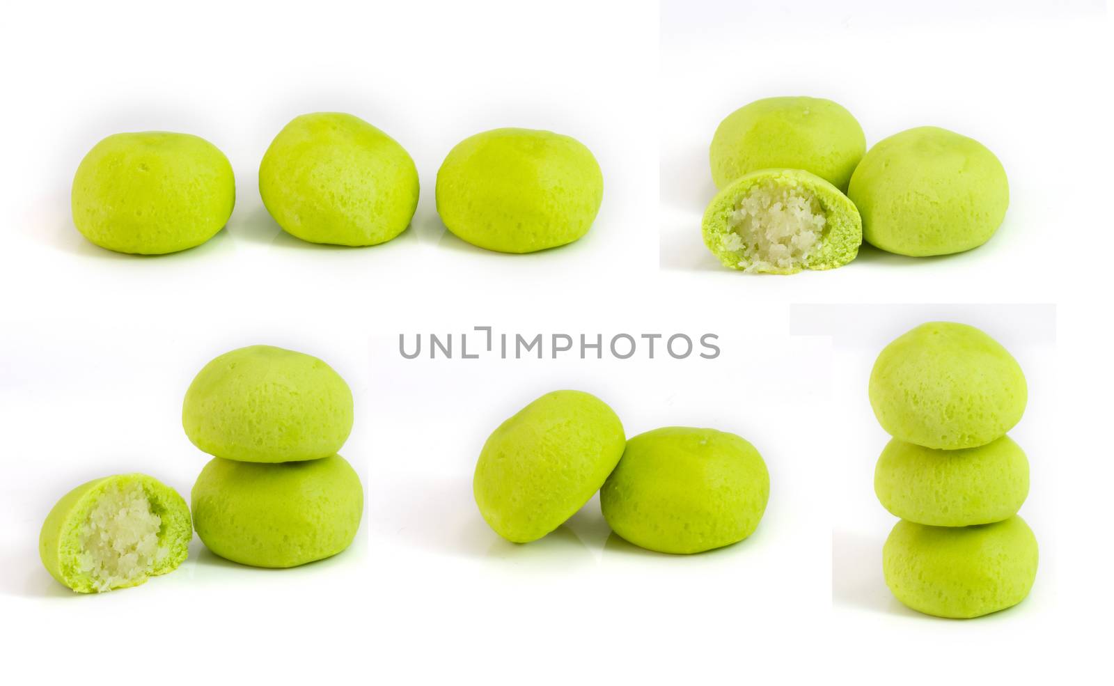 green coconut mochi isolated on white japanese desserts by chingraph