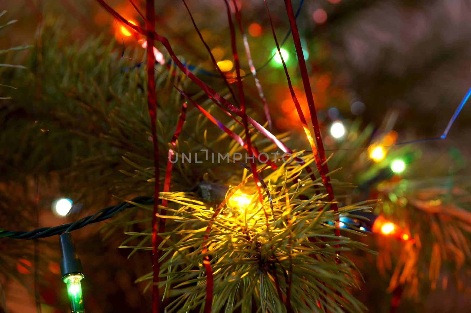 The shining fires of a fir-tree garland by Vadimdem