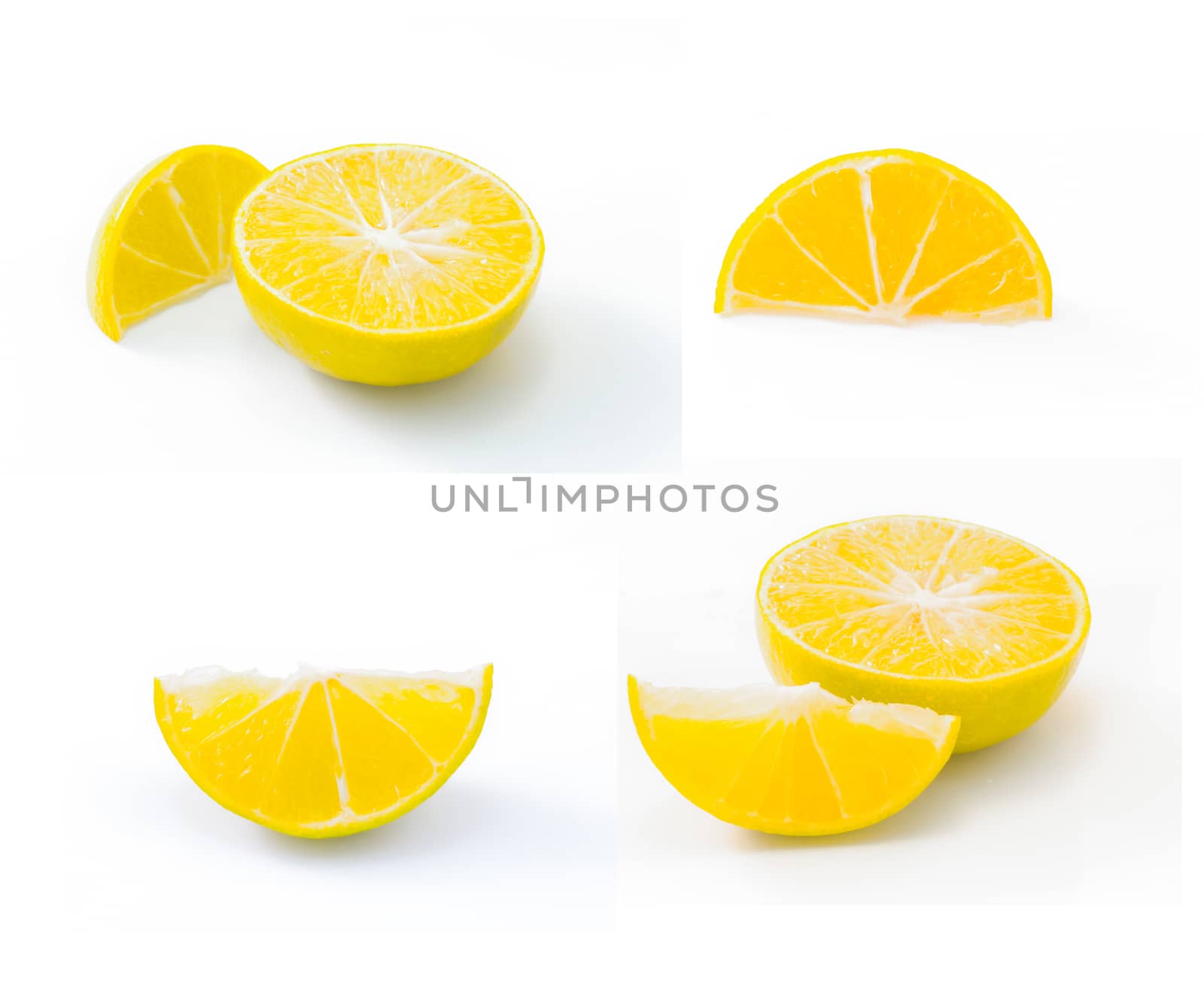 yellow lime lemon isolated on white