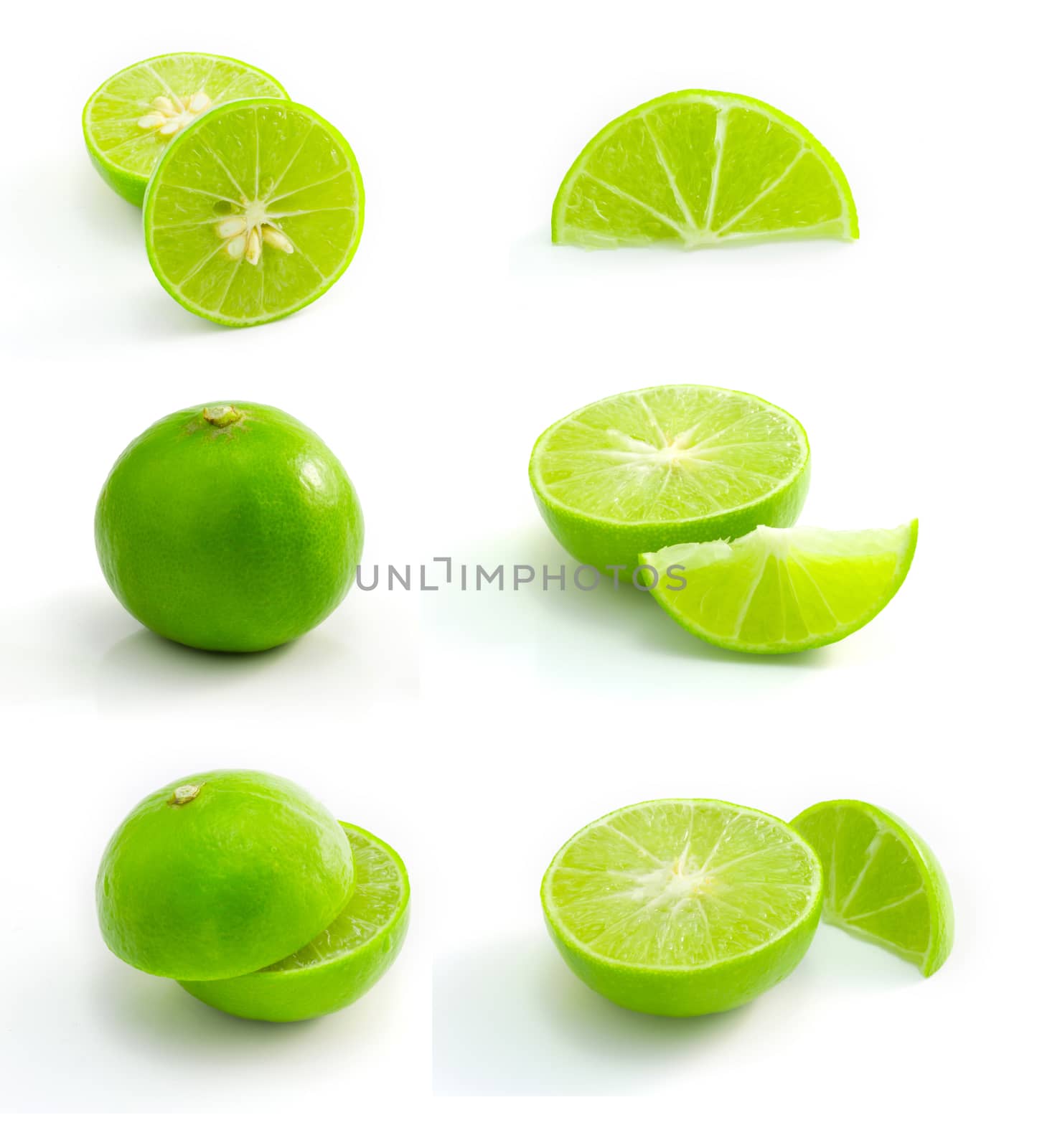 green lime lemon isolated on white by chingraph