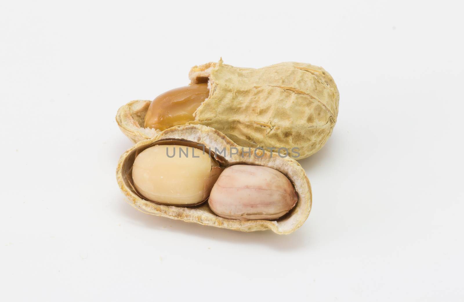 peanut isolated on white, groundnut ,dry peanut by chingraph