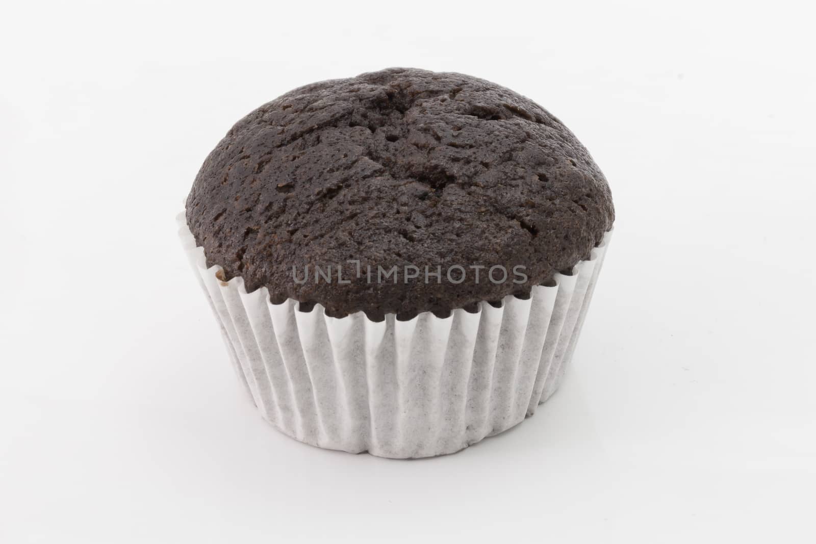 banana cup cake, chocolate cup cake isolated on white