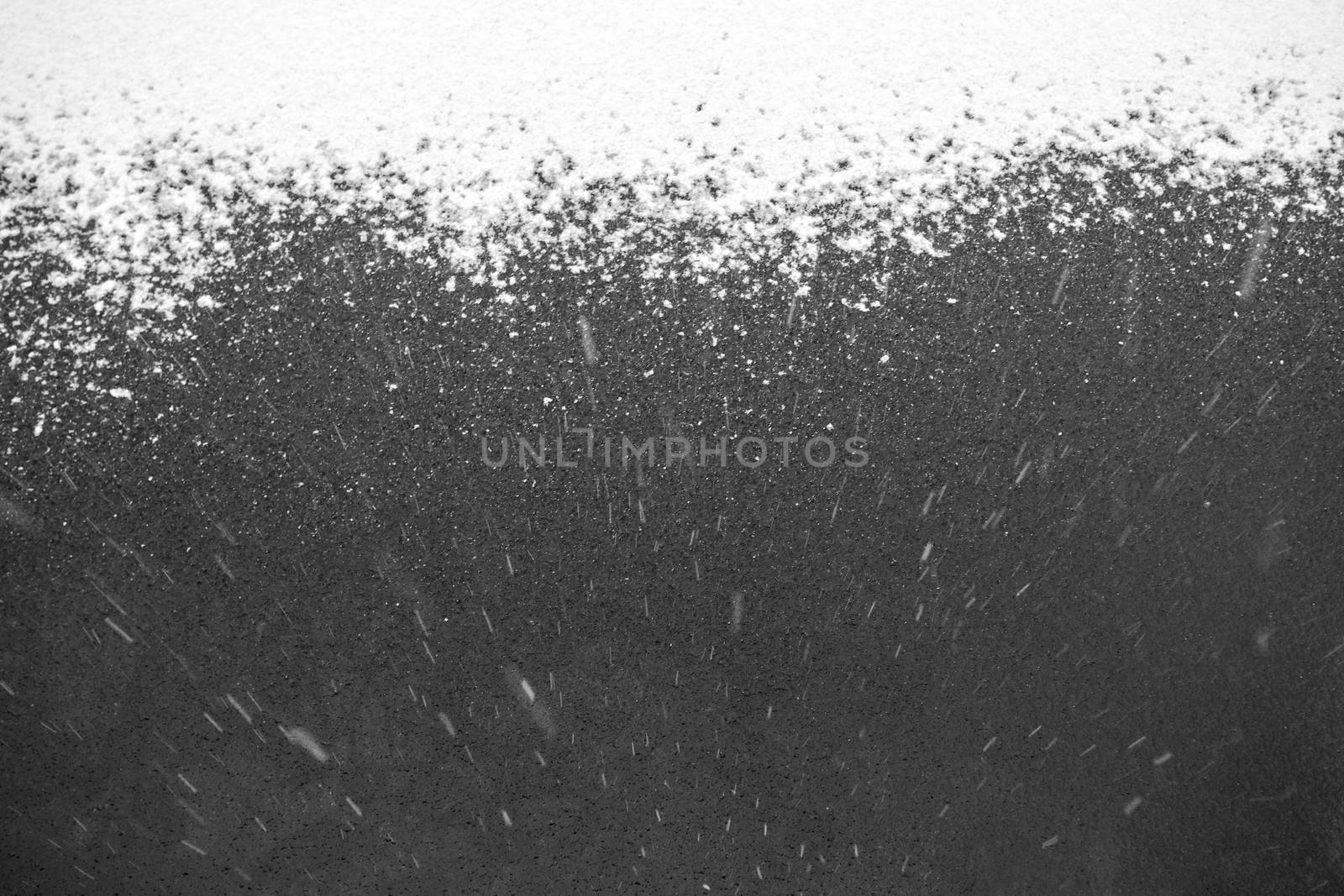 abstract snow falling on a frozen lake
