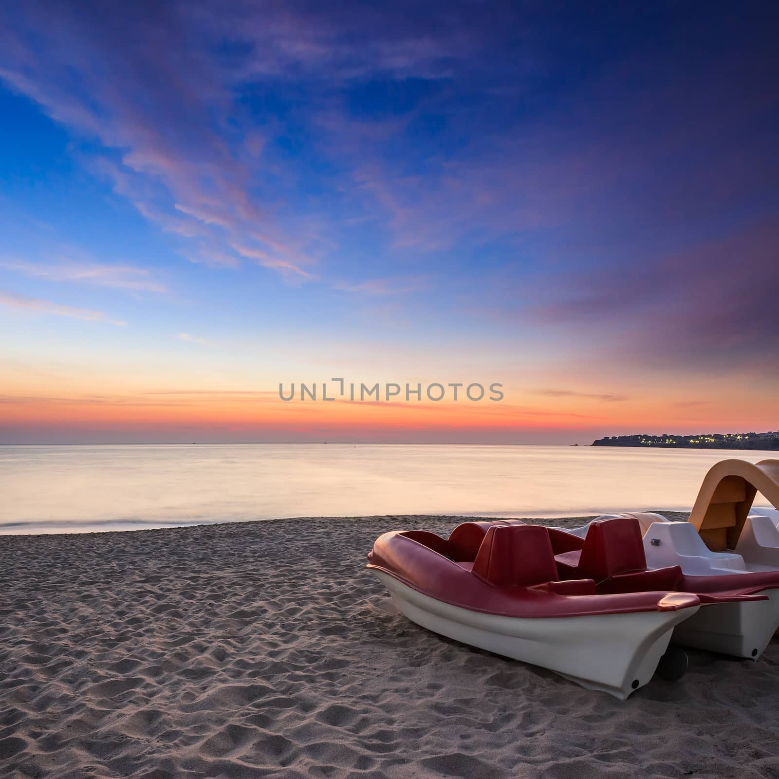 calm sea beach with boats by Pellinni