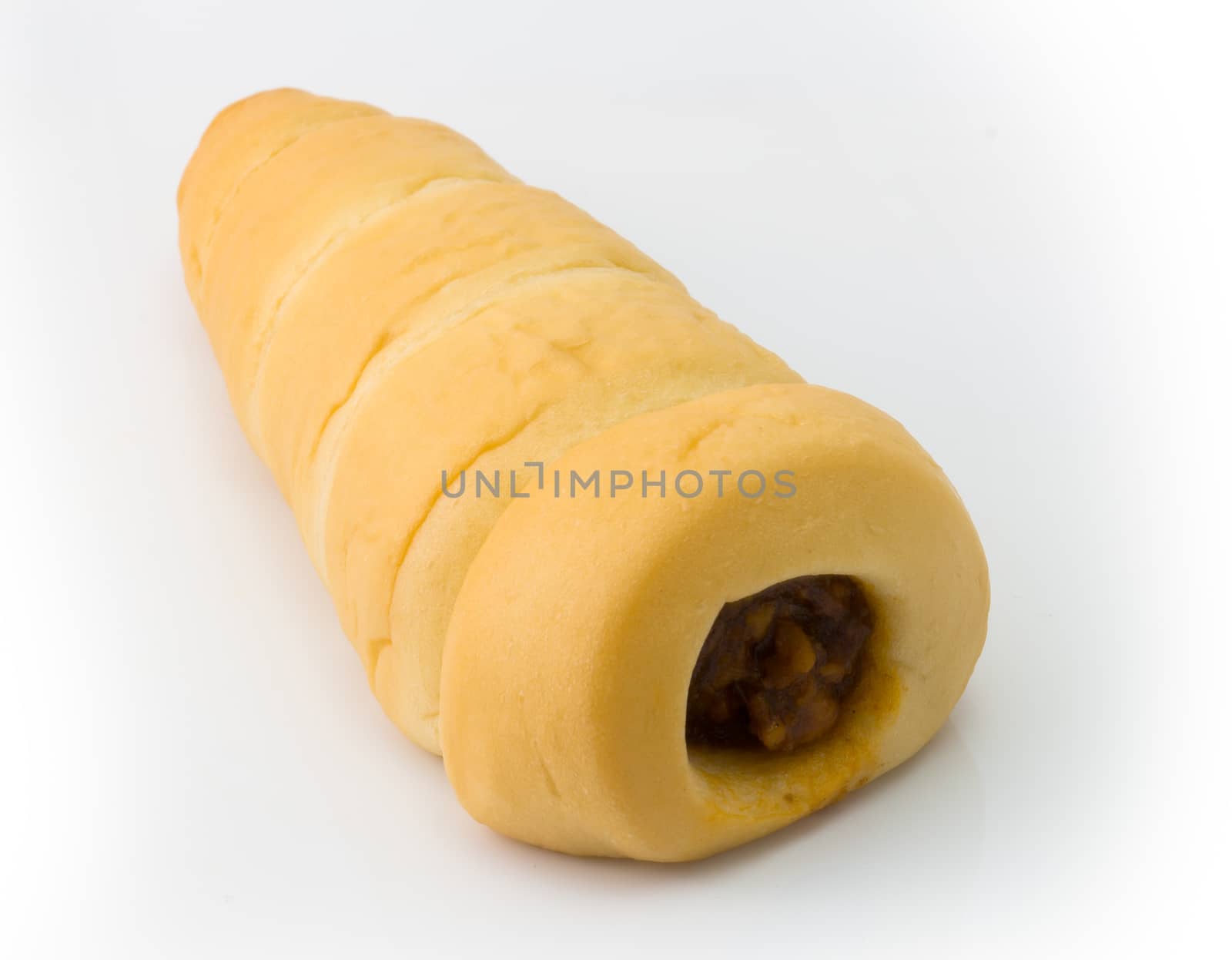 BBQ bread cone isolated on white, spicy cone bread by chingraph