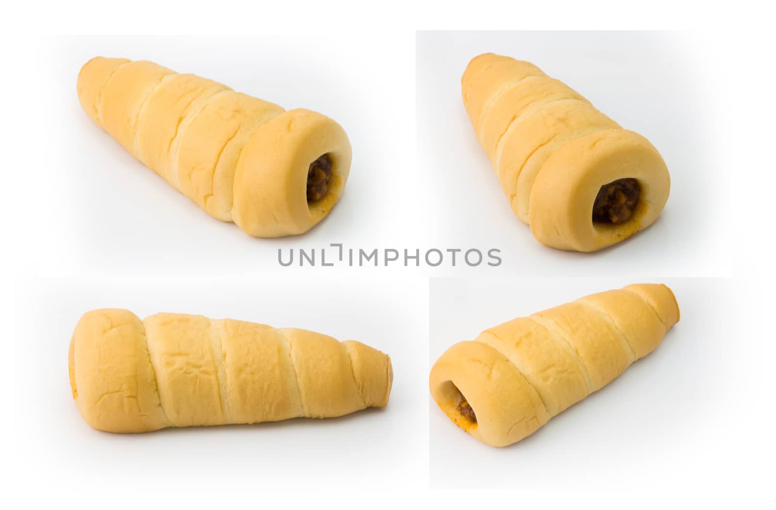 BBQ bread cone isolated on white, spicy cone bread