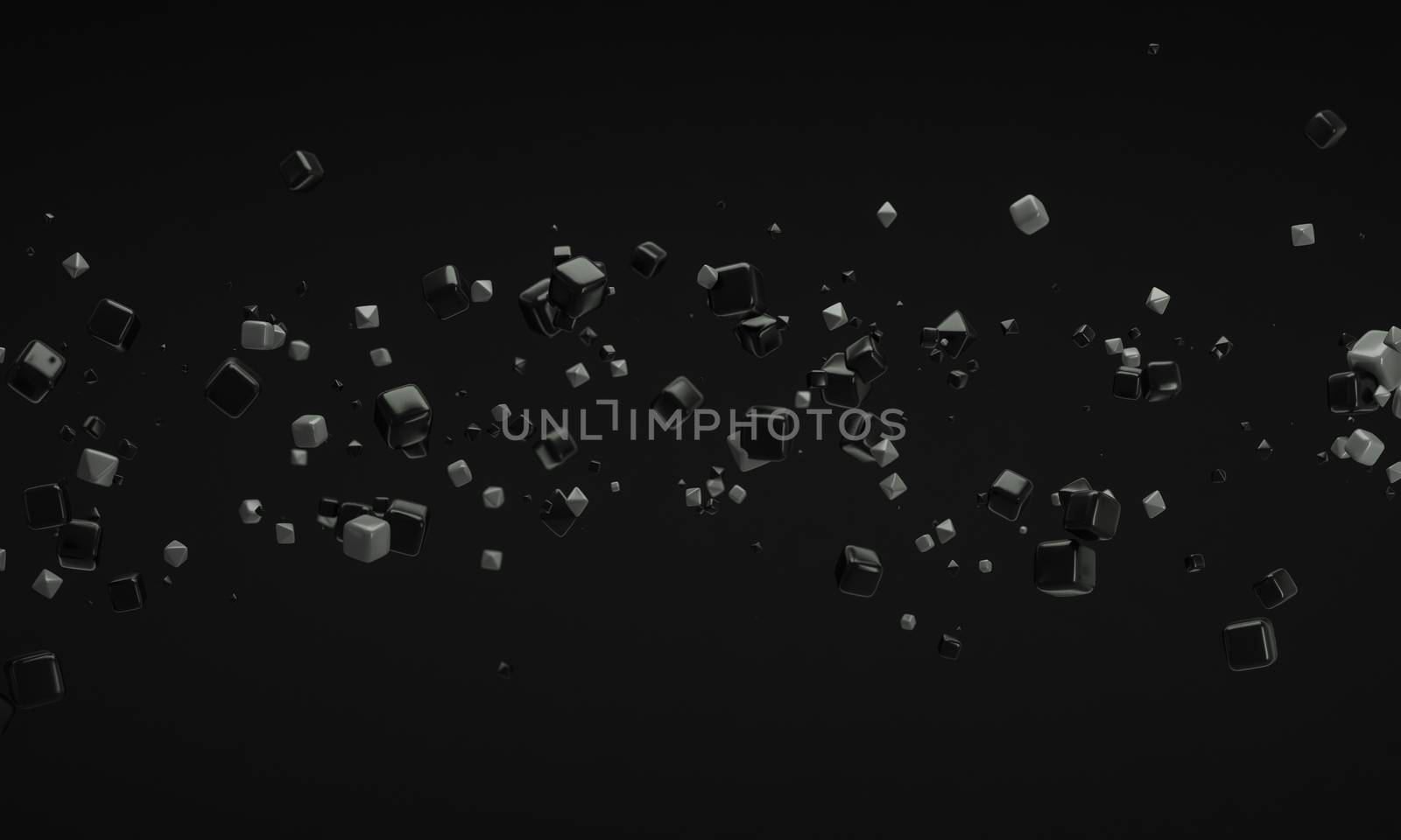 abstract cube object black and gray 3d rendering