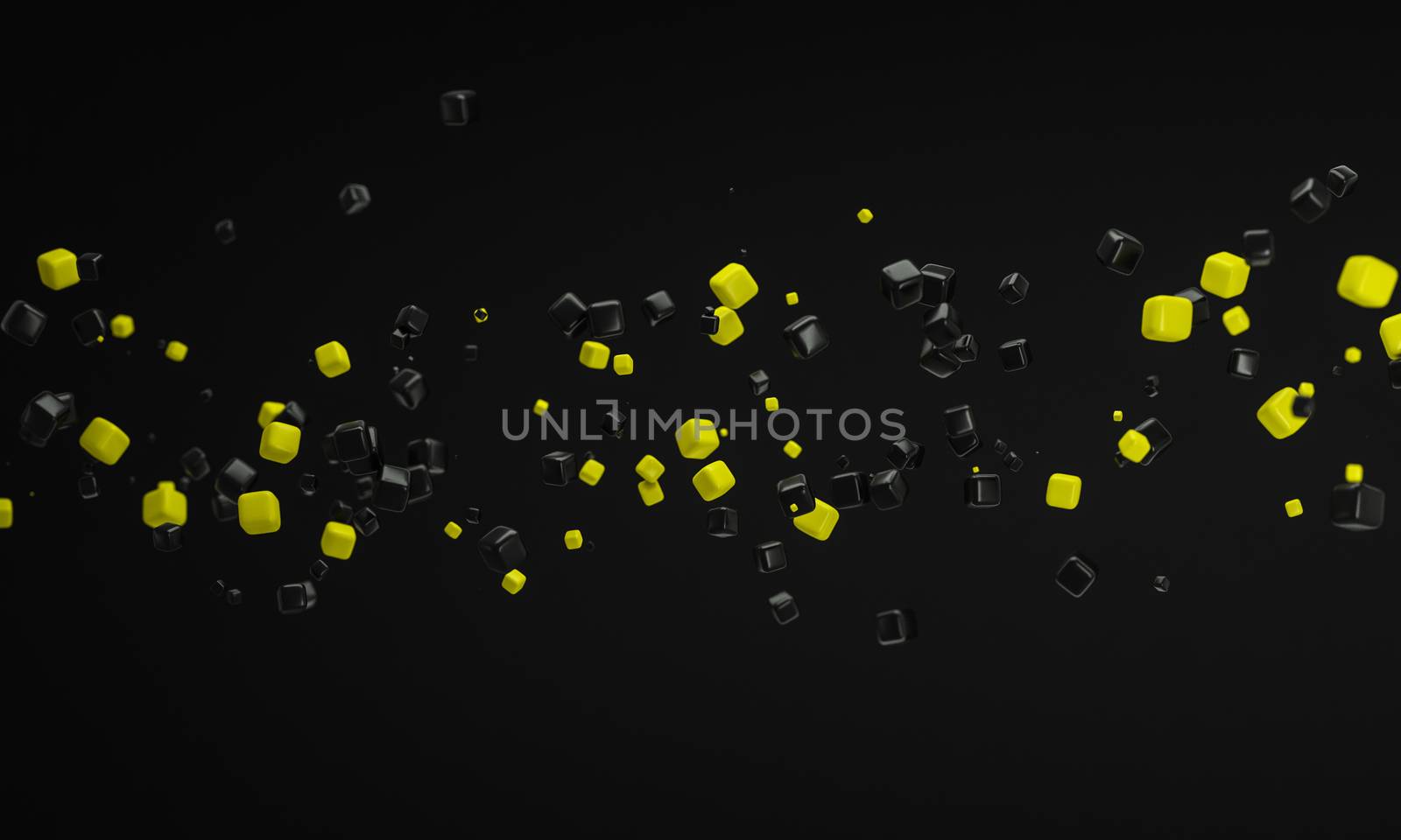 Abstract yellow and black box blowing in the wind background 3d  by chingraph