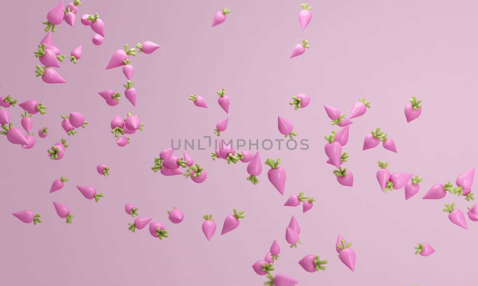 Pastel color radish background ,  lovely pastel background 3d rendering