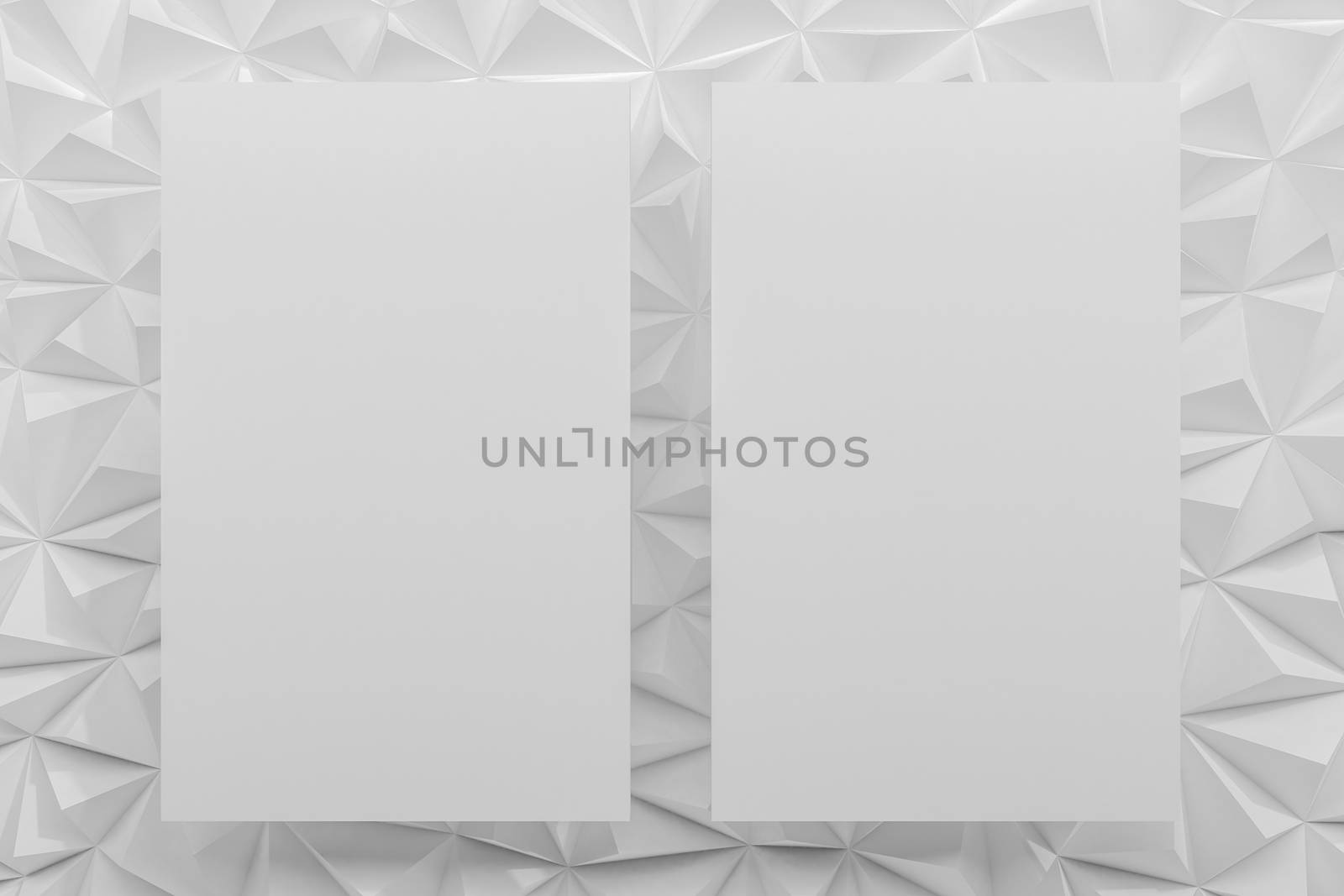 Abstract white low poly background with copy space 3d render