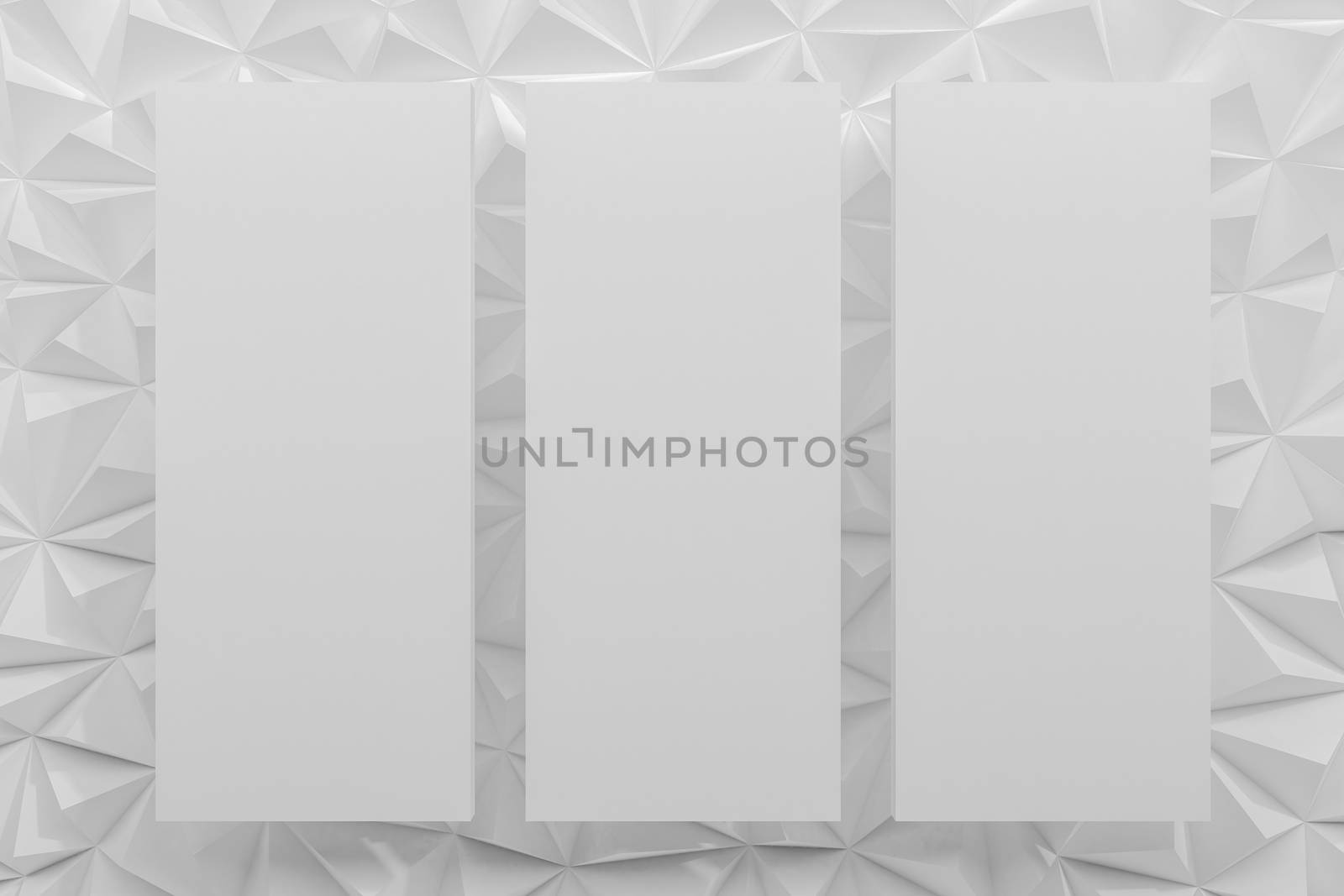 Abstract white low poly background with copy space 3d render