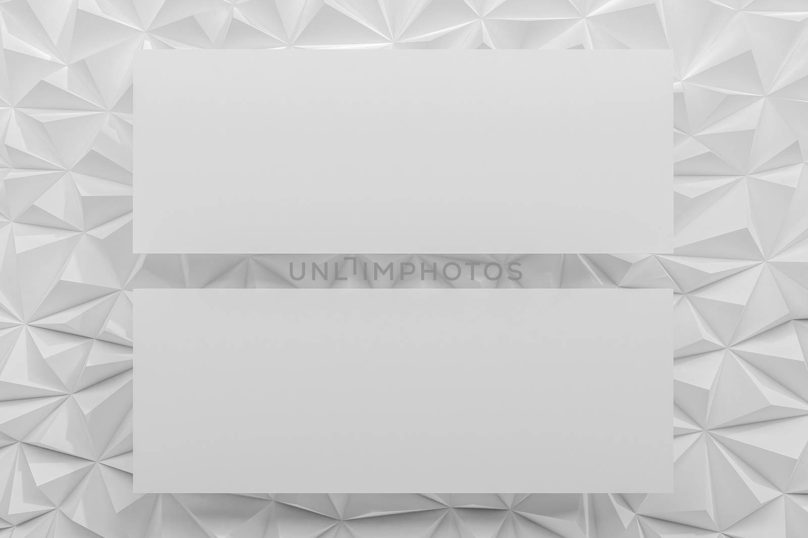 Abstract white low poly background with copy space 3d render