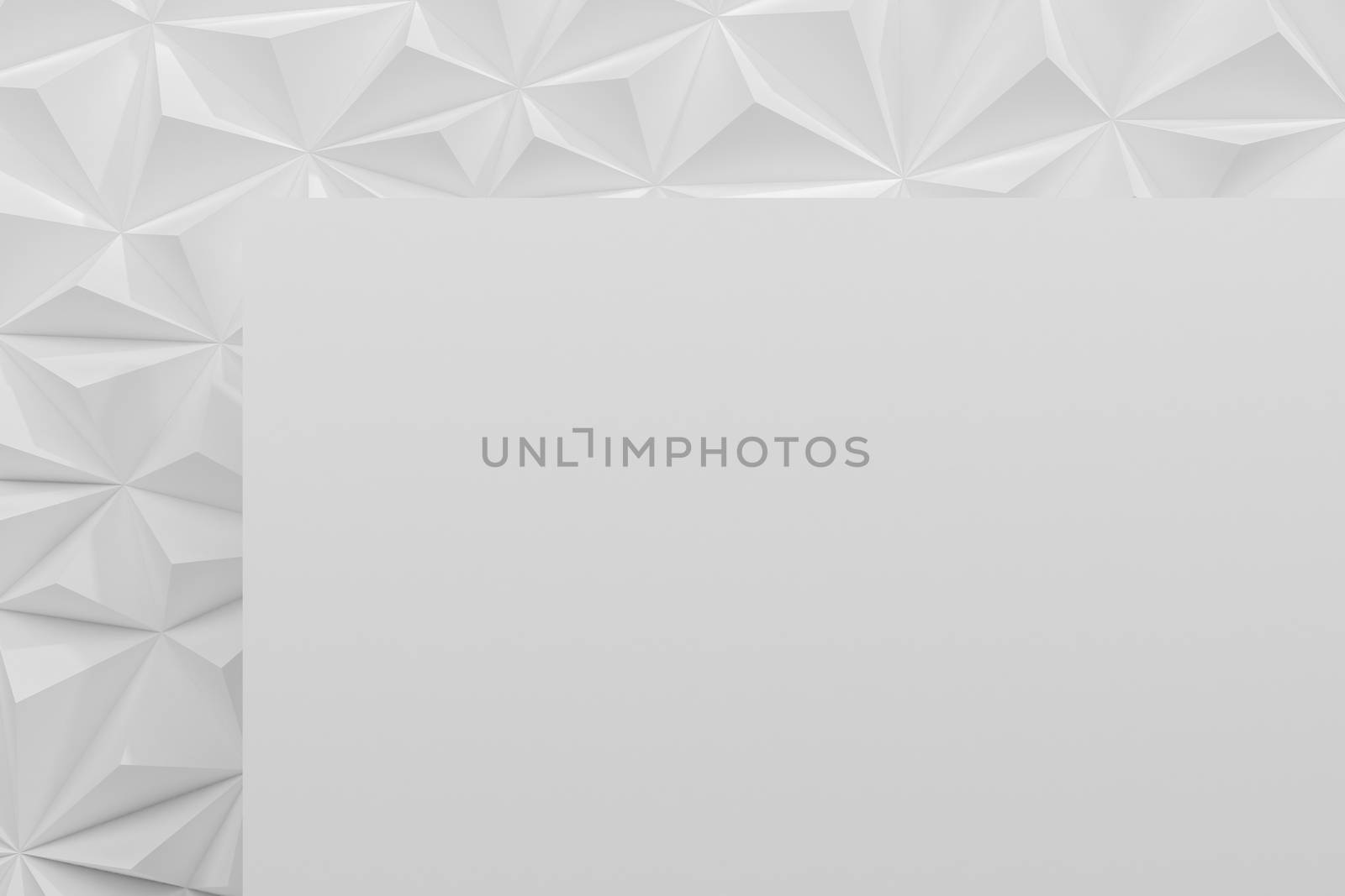 Abstract white low poly background with copy space 3d render