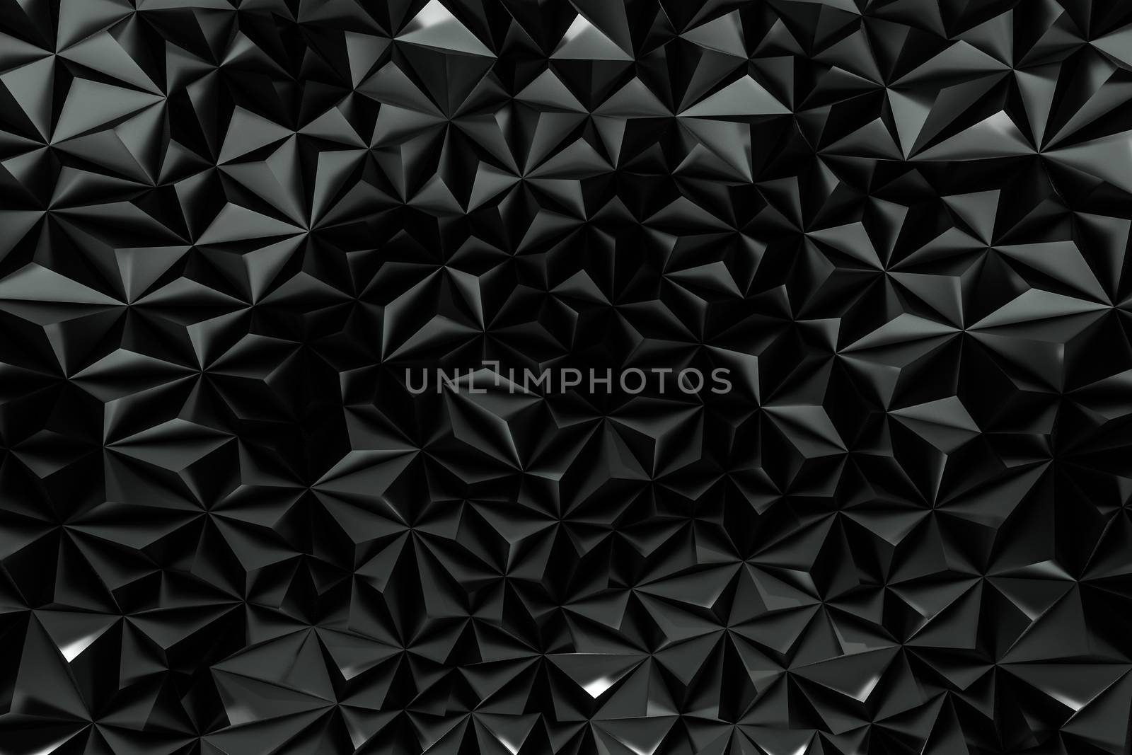 Abstract black low poly background with copy space 3d render