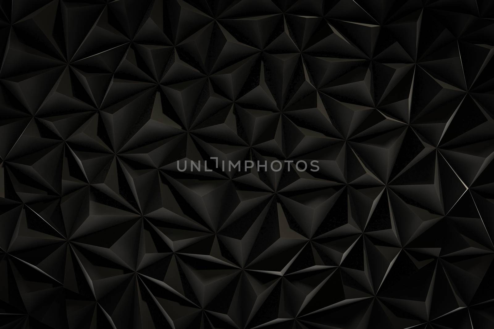 Abstract black low poly background with copy space 3d render