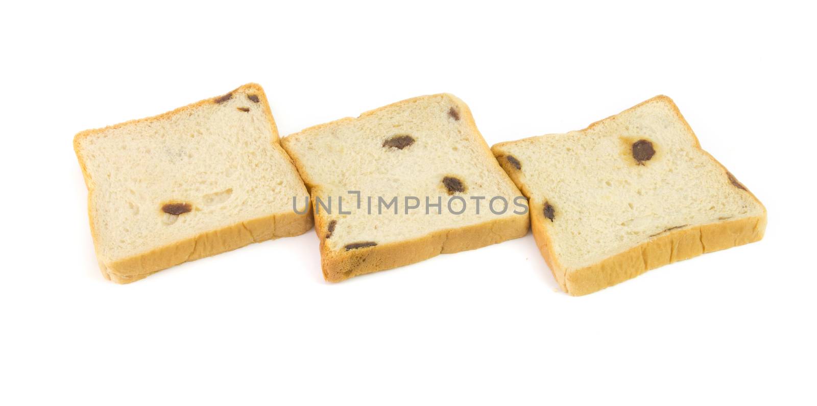 raisin bread isolated on white