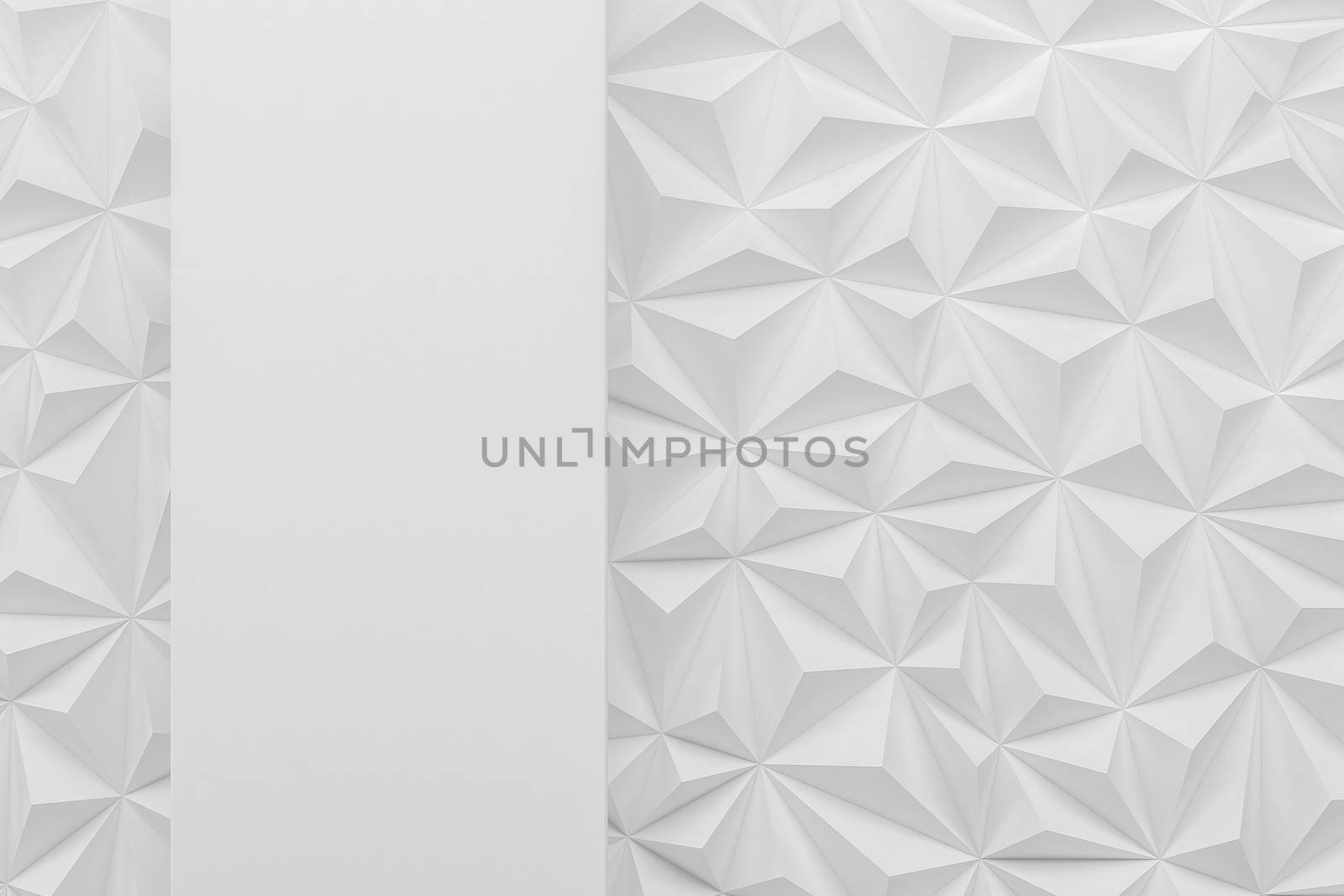 Abstract white low poly paper material background with copy space 3d render