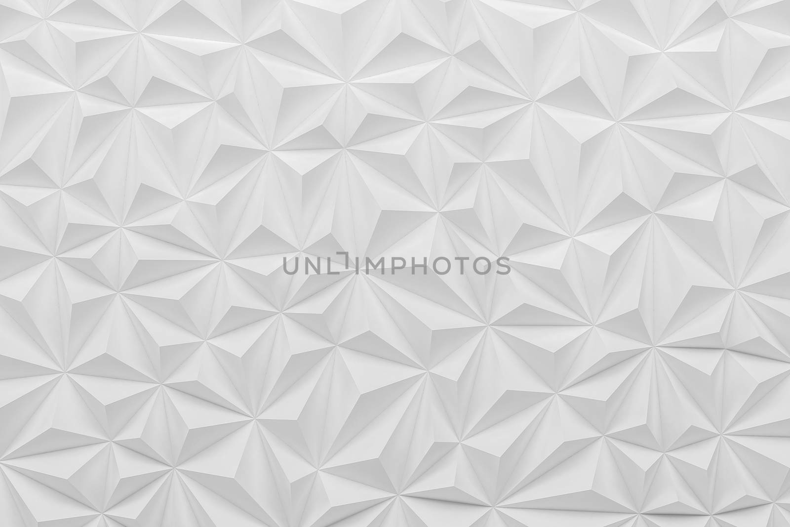 Abstract white low poly paper material background with copy space 3d render