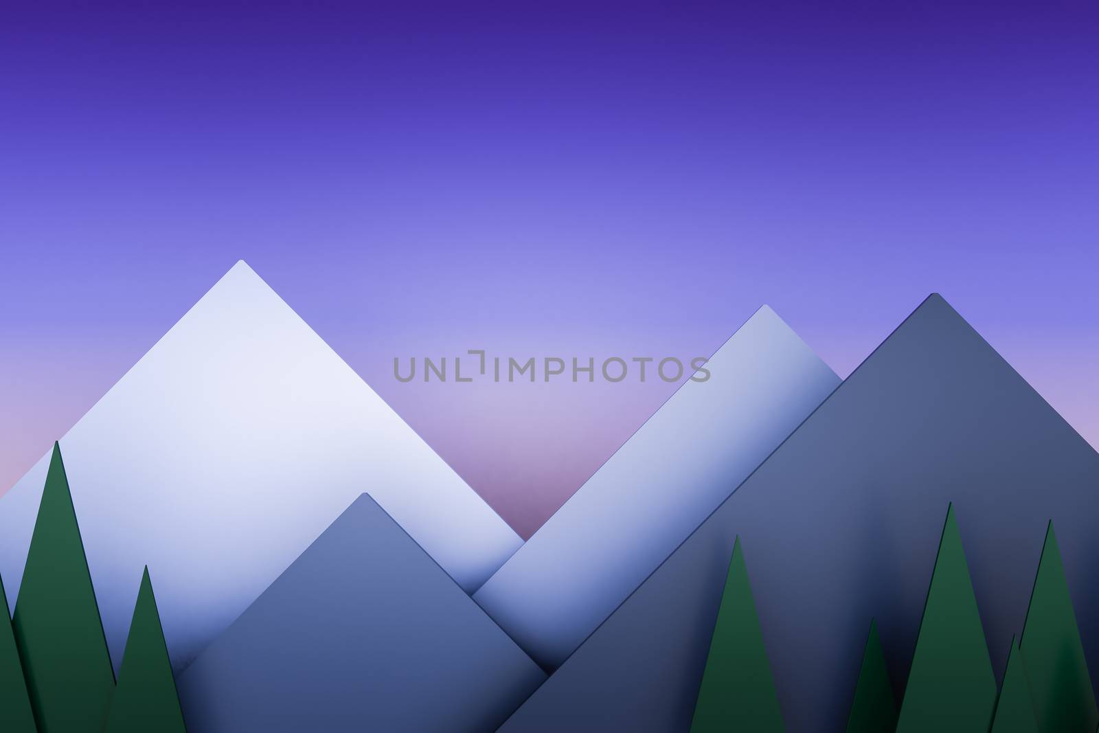 mountain view twilight stack paper material layer background 3d render