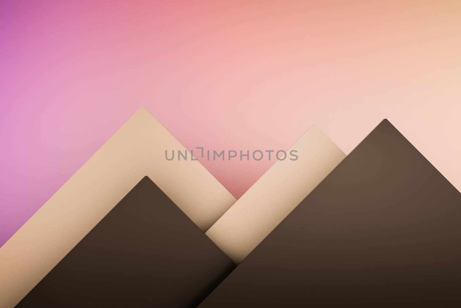 mountain view twilight stack paper material layer background 3d render