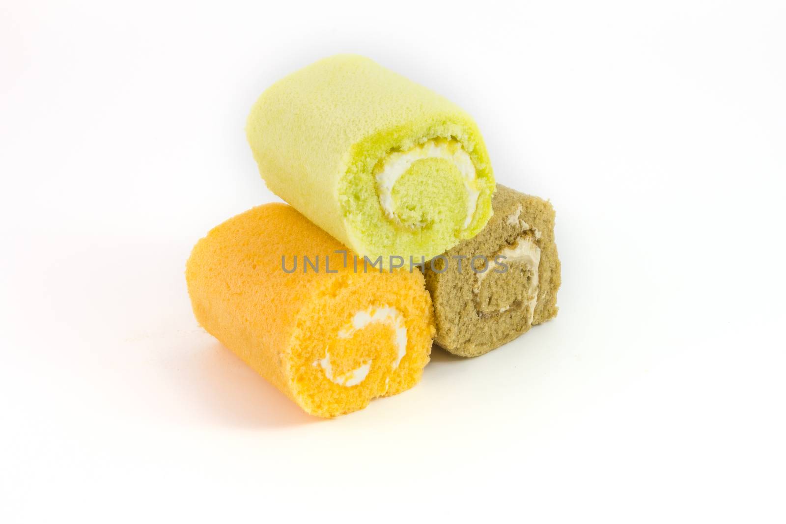 set of Bread Jam Roll green orange and brown isolated on white