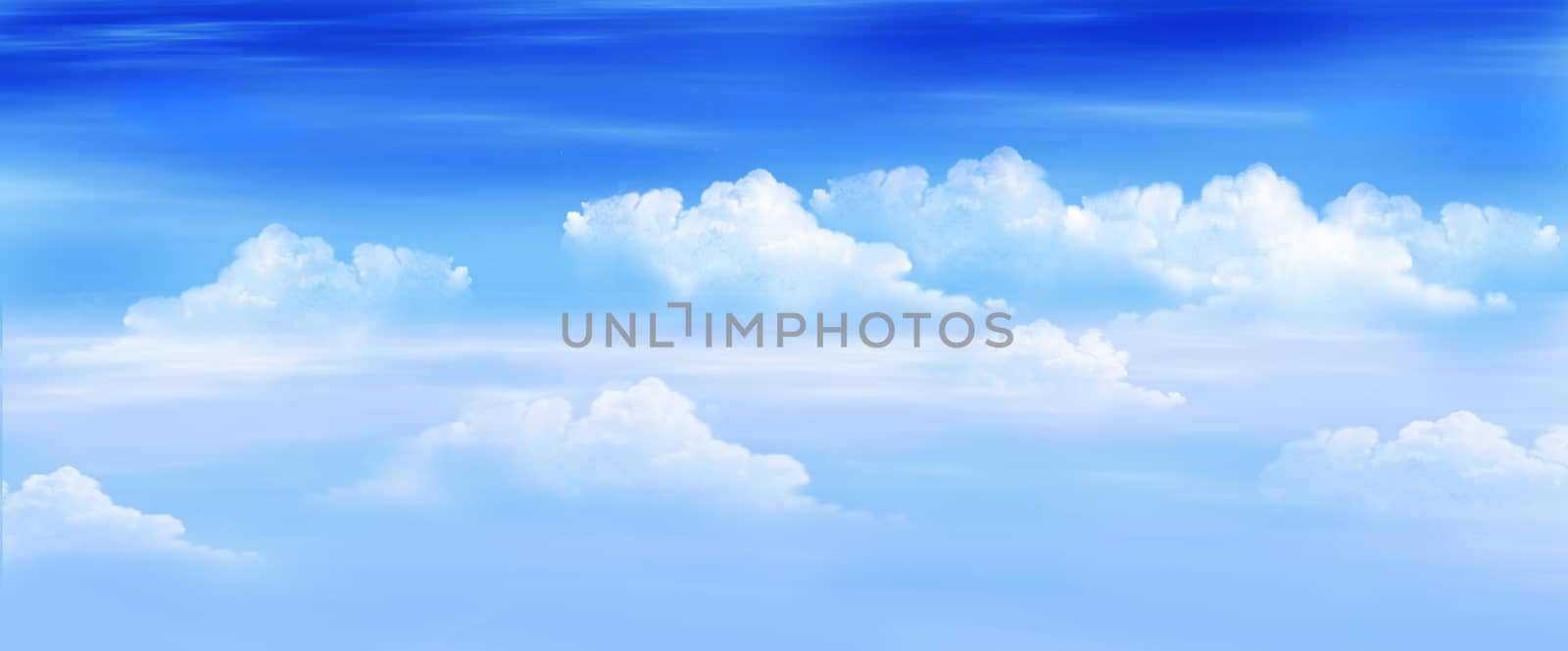 Clouds in a Blue Sky Panorama View by Multipedia