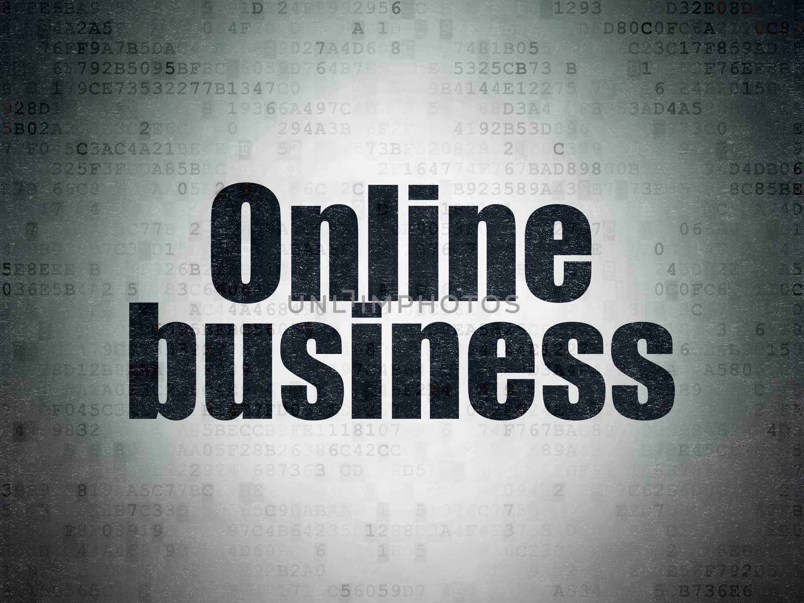 Finance concept: Painted black word Online Business on Digital Data Paper background