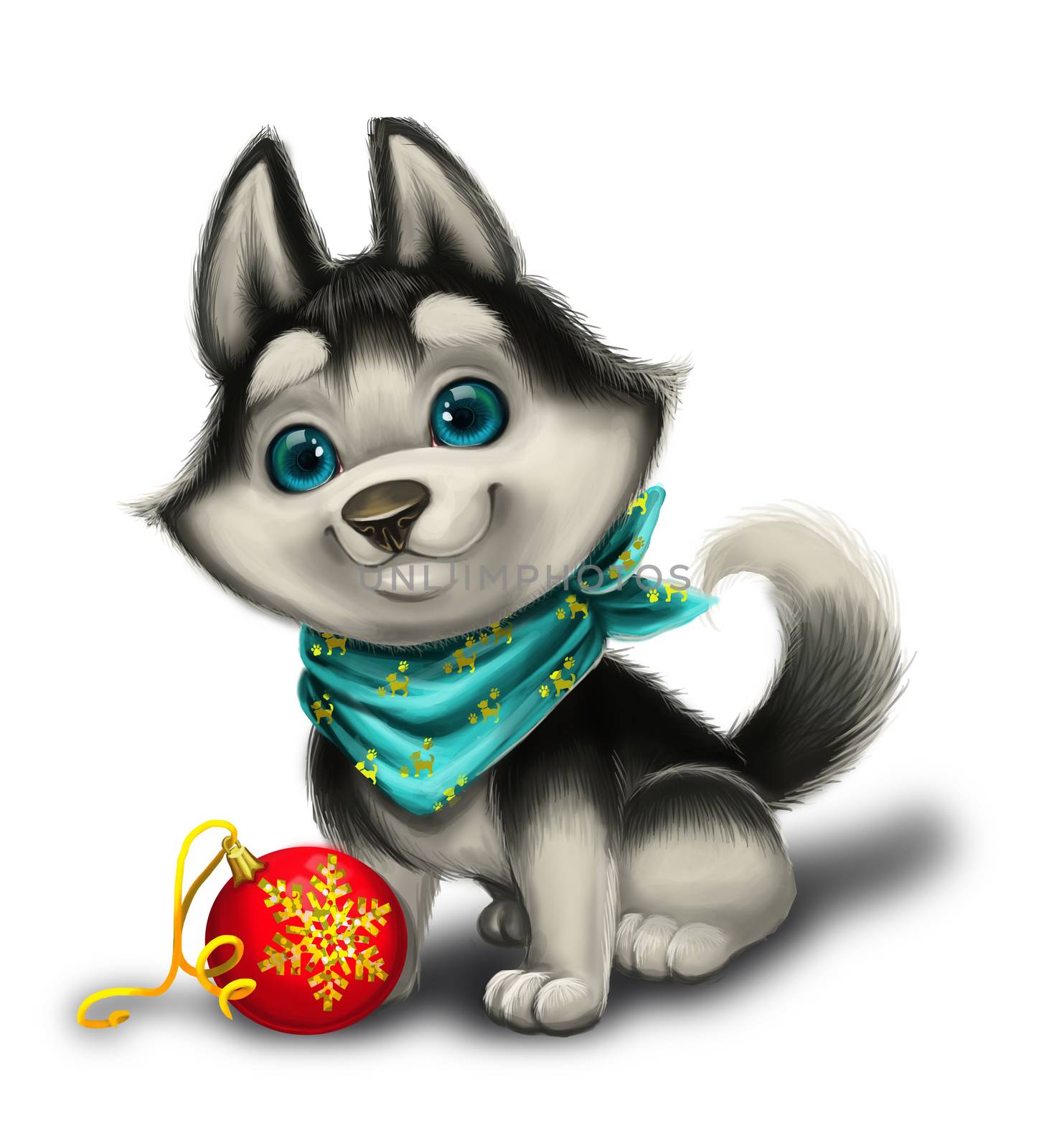 Season's Greetings with Cute Husky Puppy - Merry Christmas and Happy New Year by Loud-Mango