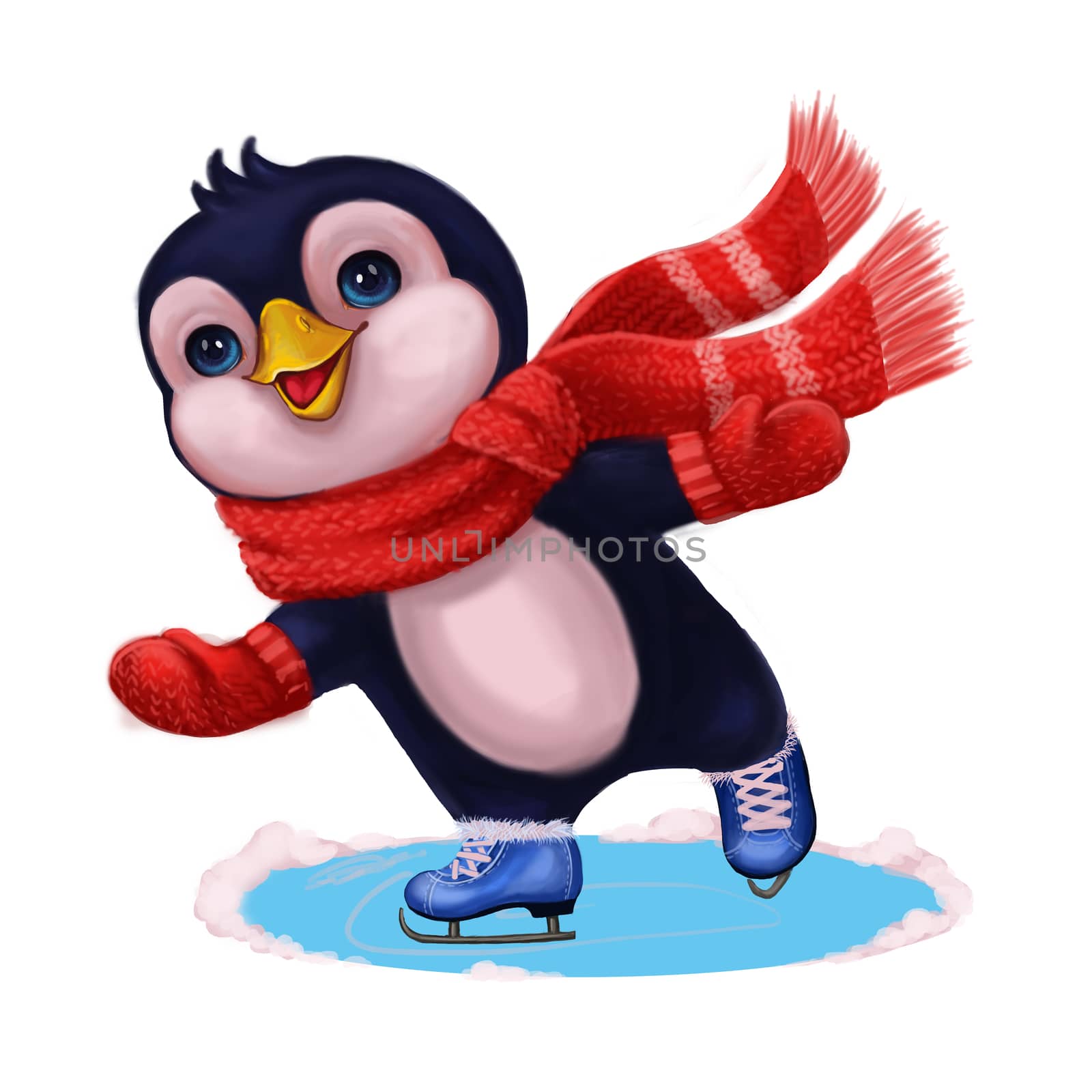 Season's Greetings with Penguin Ice Skating - Merry Christmas and Happy New Year by Loud-Mango