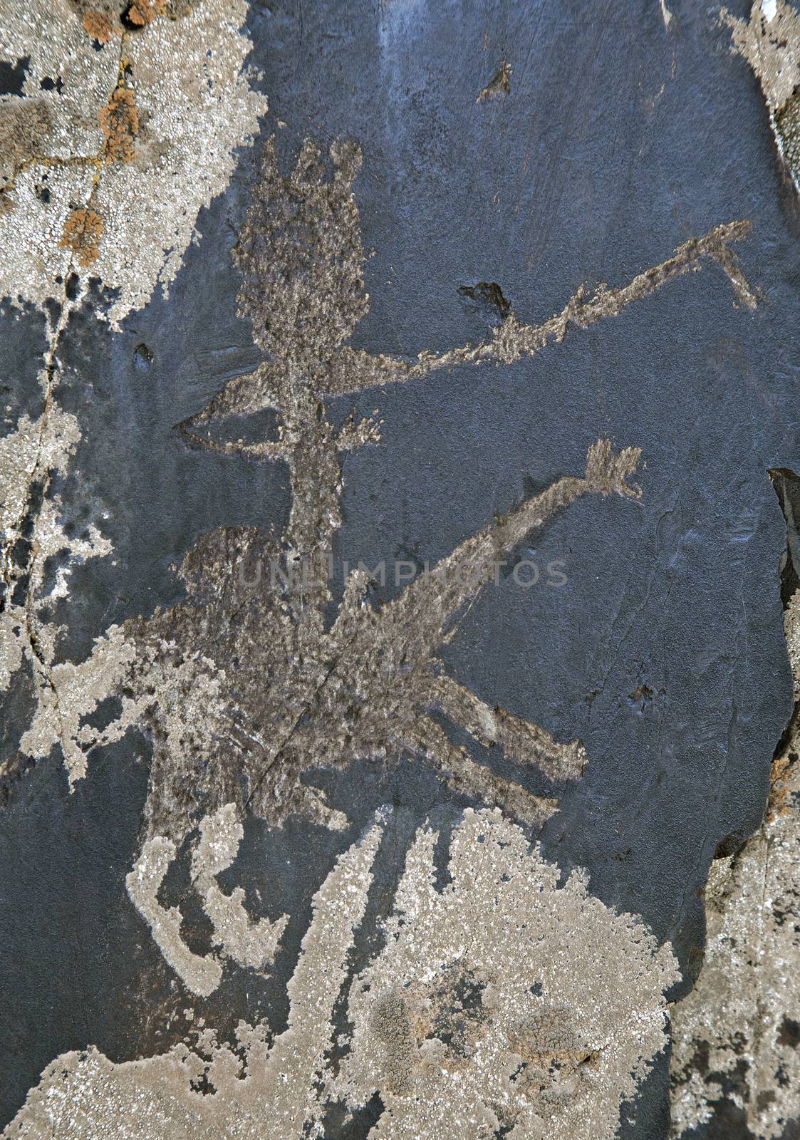 Ancient petroglyph carved in rock, Sarmishsay, Uzbekistan