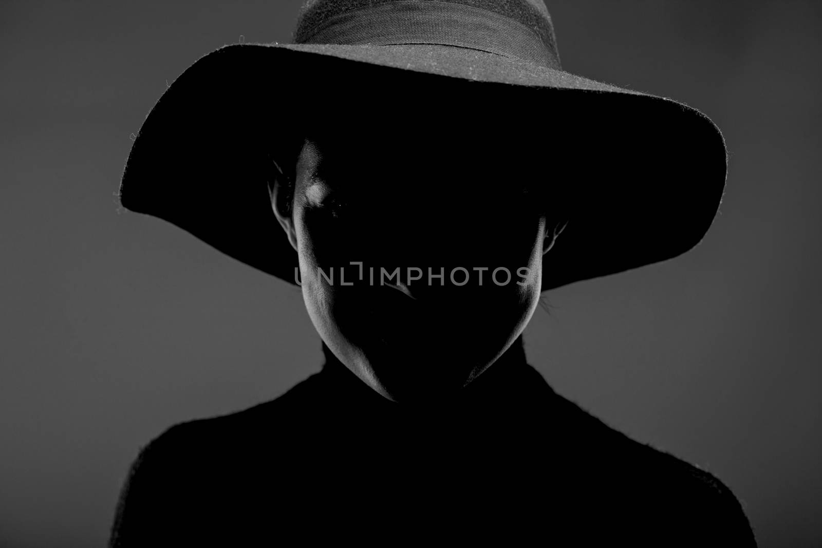 silhouette portrait of a girl with a hat