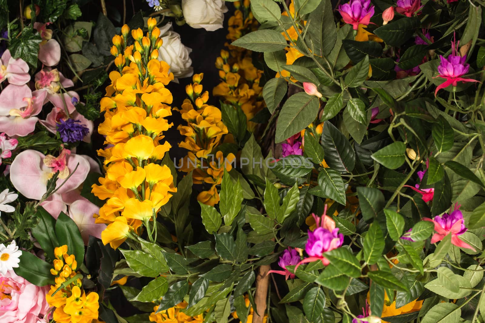 Colorful spring flowers or Artificial flowers