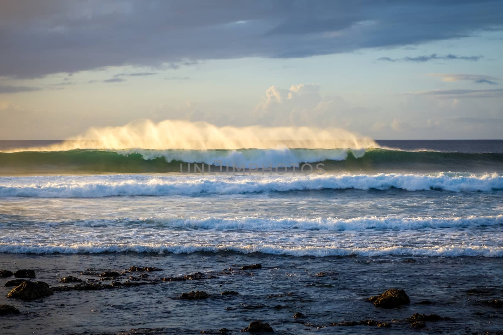 Pacific ocean at sunset on Easter Island by daboost