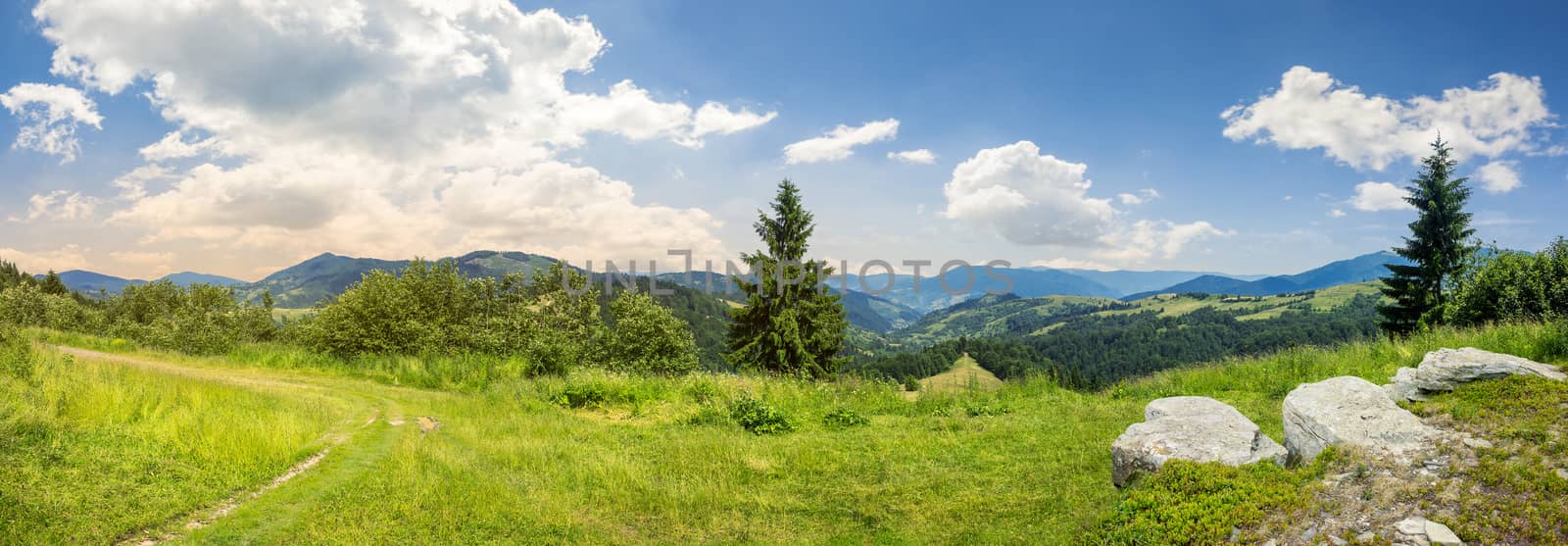 boulders on hillside meadow in mountain by Pellinni